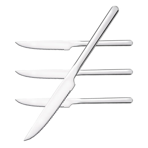 KINGSTONE sharp steak knives with full-serrated blade for clean, quick cuts at home.