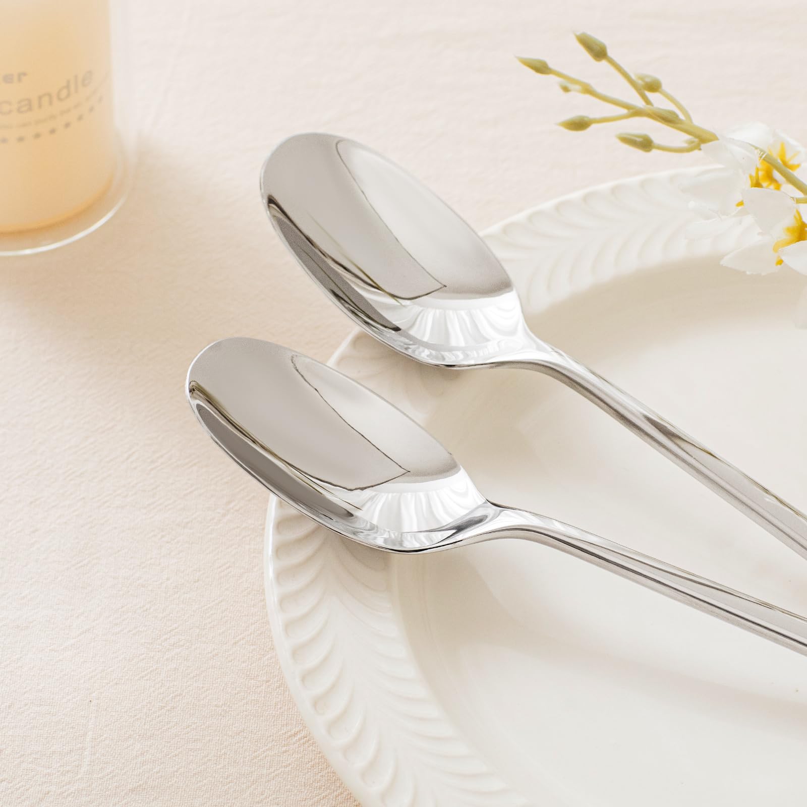 KINGSTONE silver-tone spoons enhance any table setting with modern elegance.