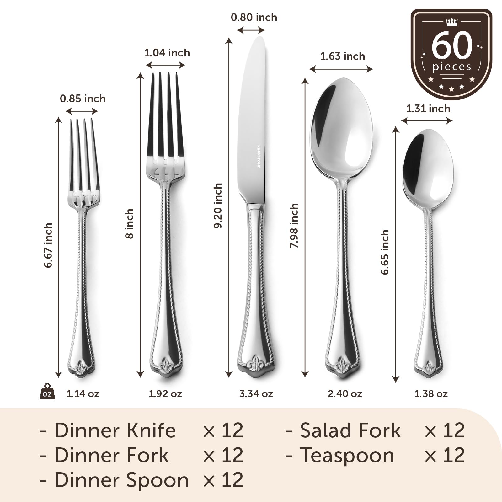 Kingstone dinner forks with teardrop handles and beaded borders