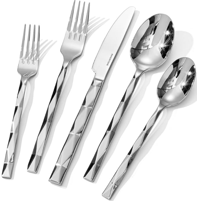 KINGSTONE silverware with diamond-cut pattern adds luxury to everyday meals