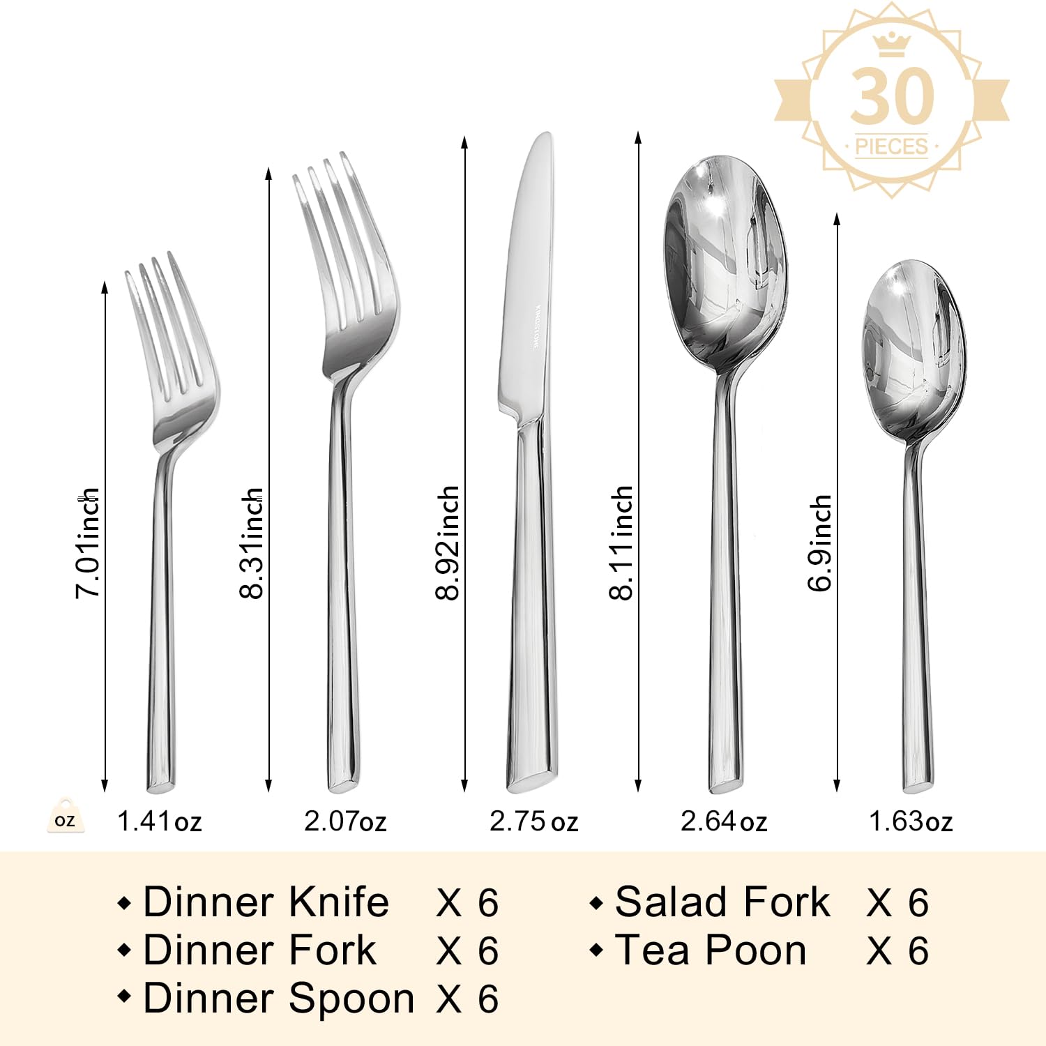 Kingstone dinner fork with mirror finish, sturdy forged design for reliable service.