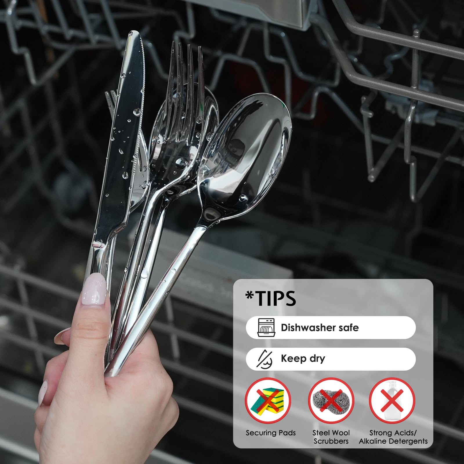 KINGSTONE dishwasher-safe flatware for easy cleanup