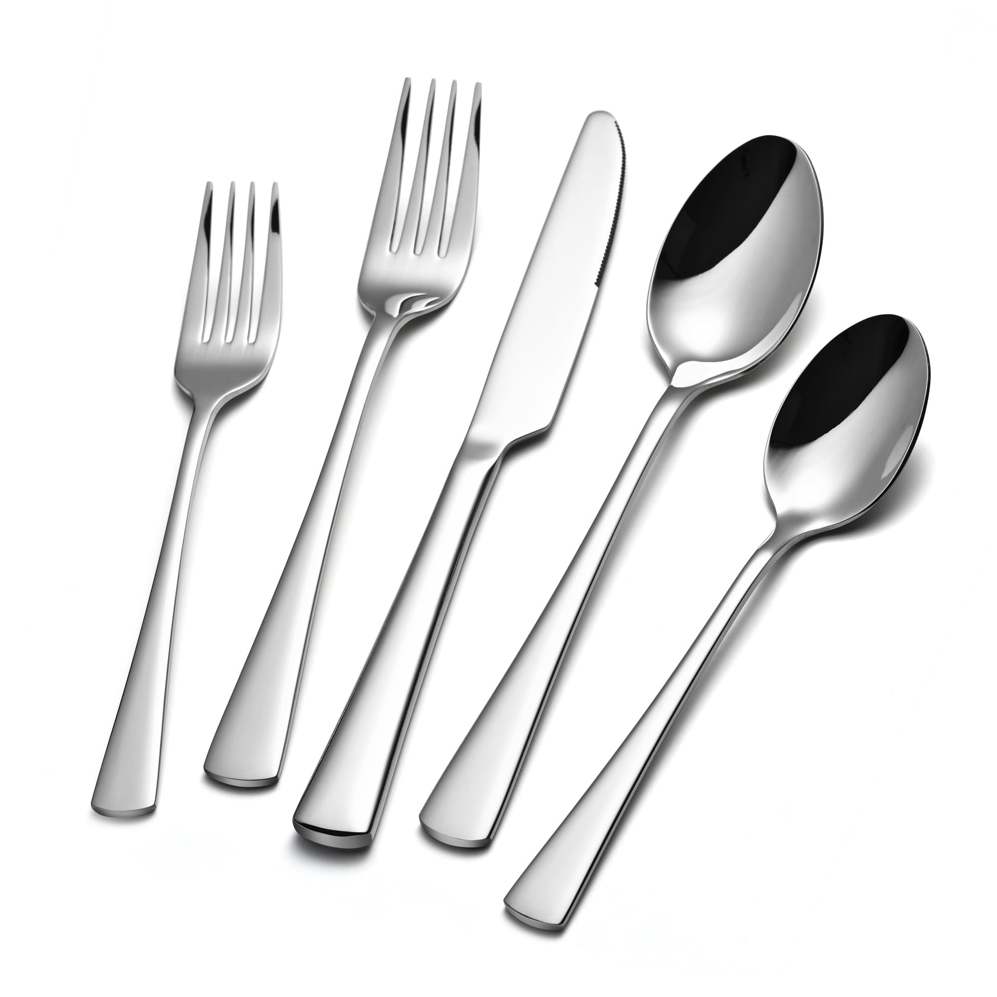 KINGSTONE silverware set for eight with polished finish and ergonomic grip.