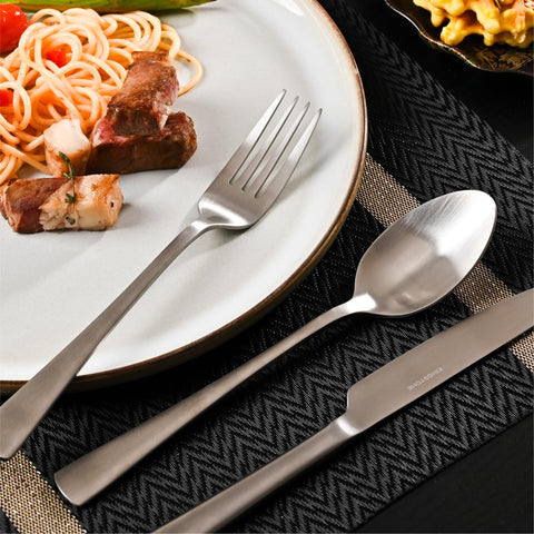 Kingstone silverware stacked neatly for family meals.
