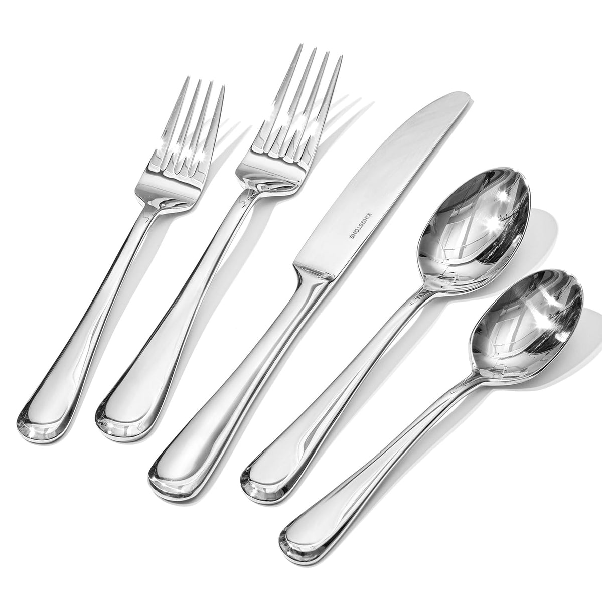 Kingstone silverware set for 4 dinner knives; ergonomic grip for comfortable daily dining.