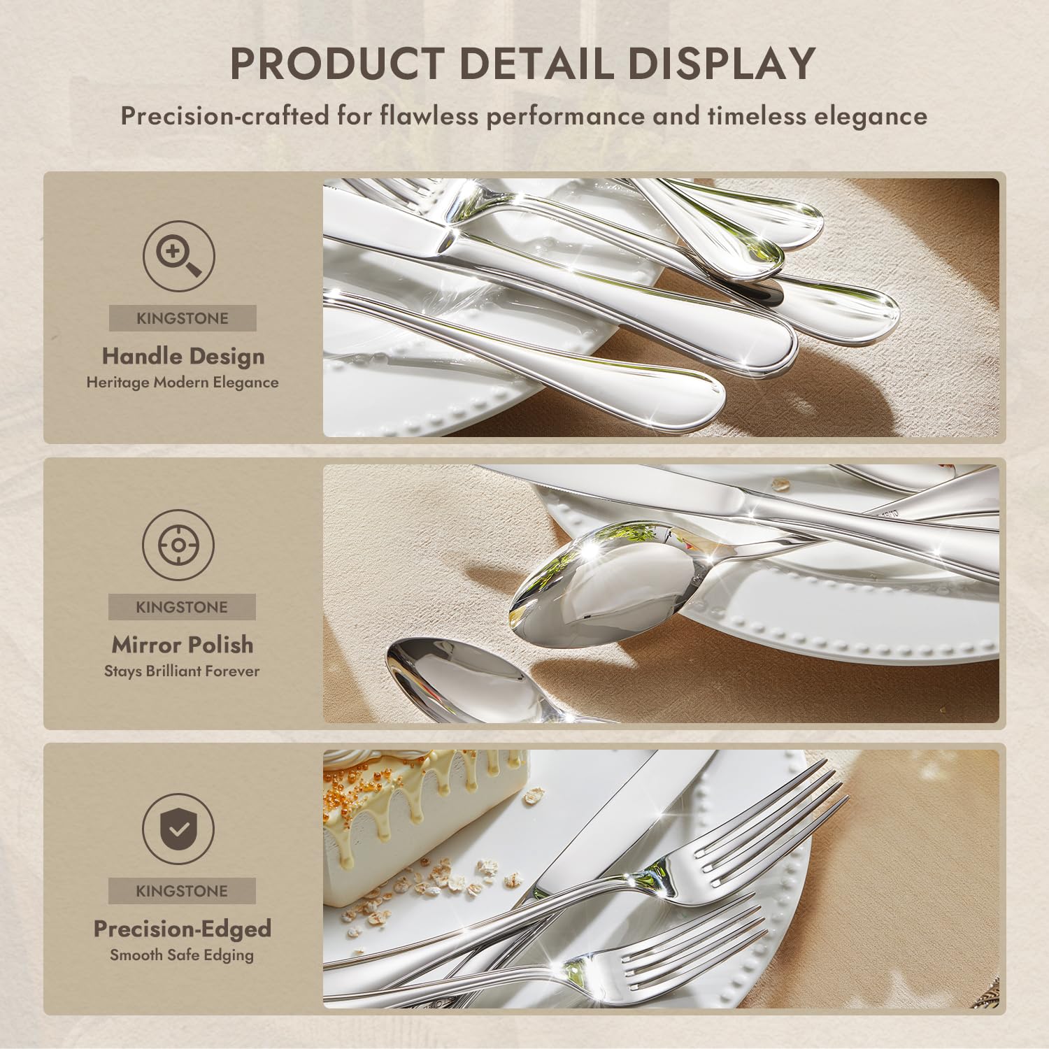 Kingstone teardrop silverware dinner knives featuring balanced weight for lasting use