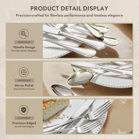 Kingstone teardrop silverware dinner knives featuring balanced weight for lasting use