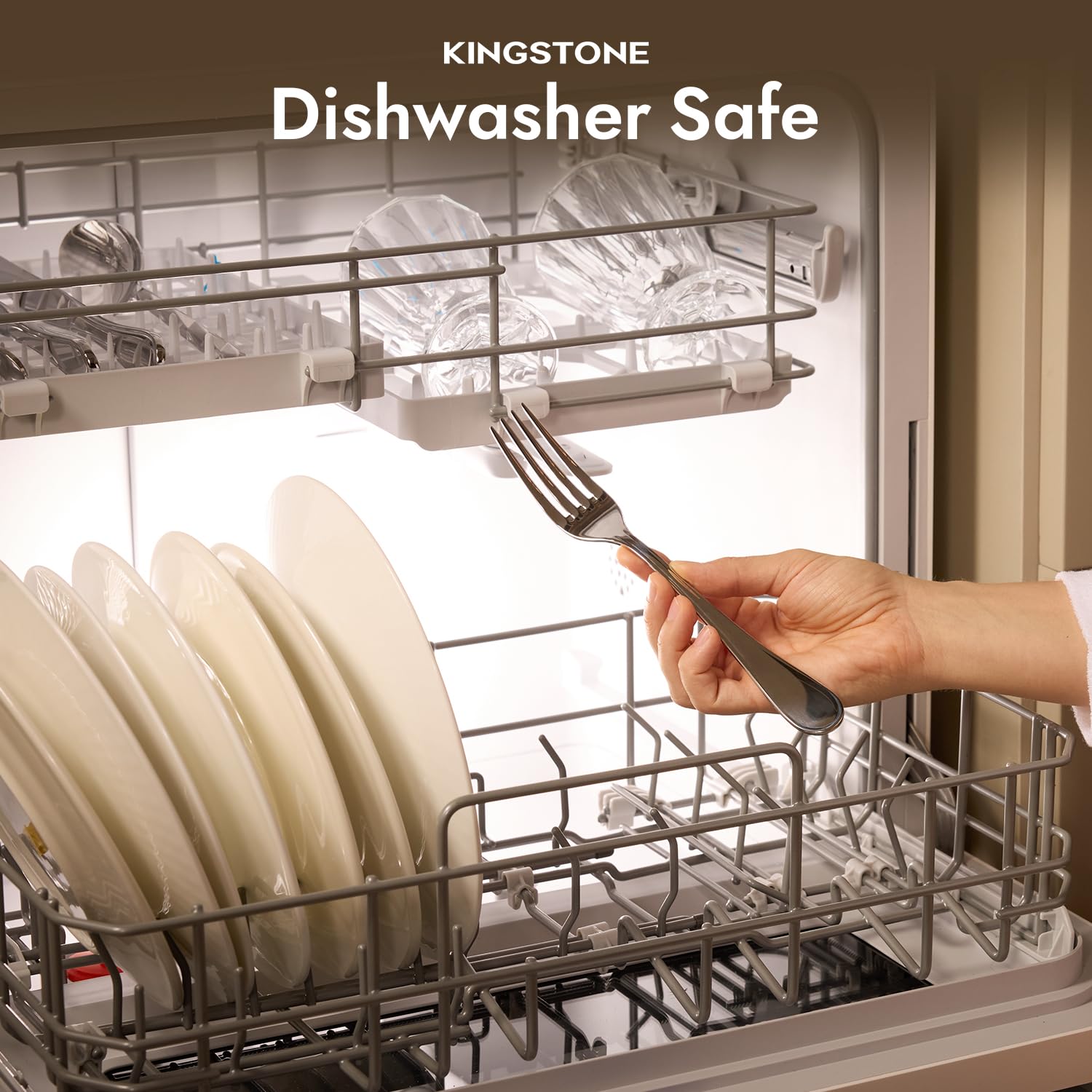 Kingstone teardrop silverware ergonomic handles provide confident grip and smooth dining experience