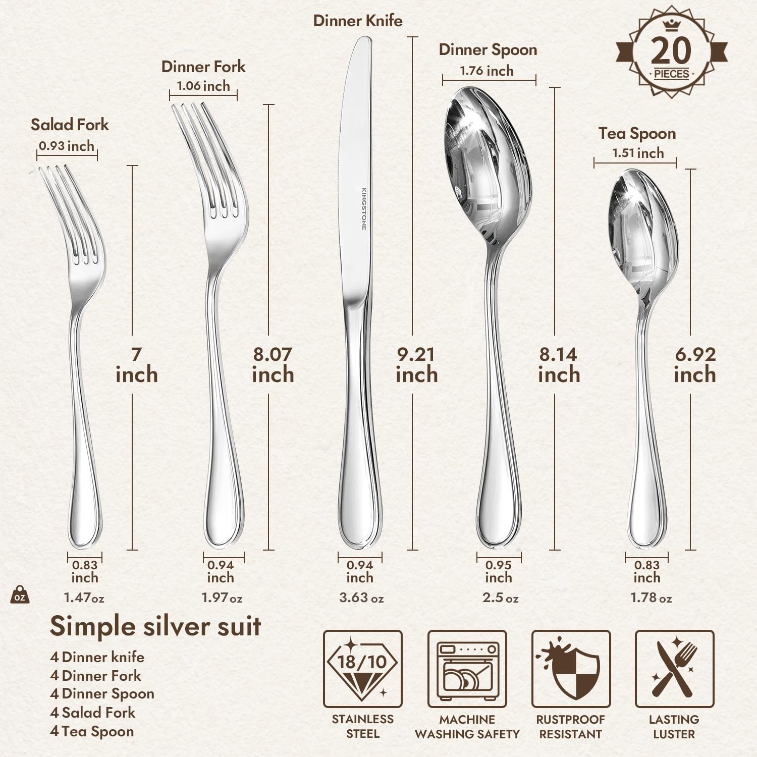 Kingstone teardrop silverware salad forks designed for comfortable handling during meals