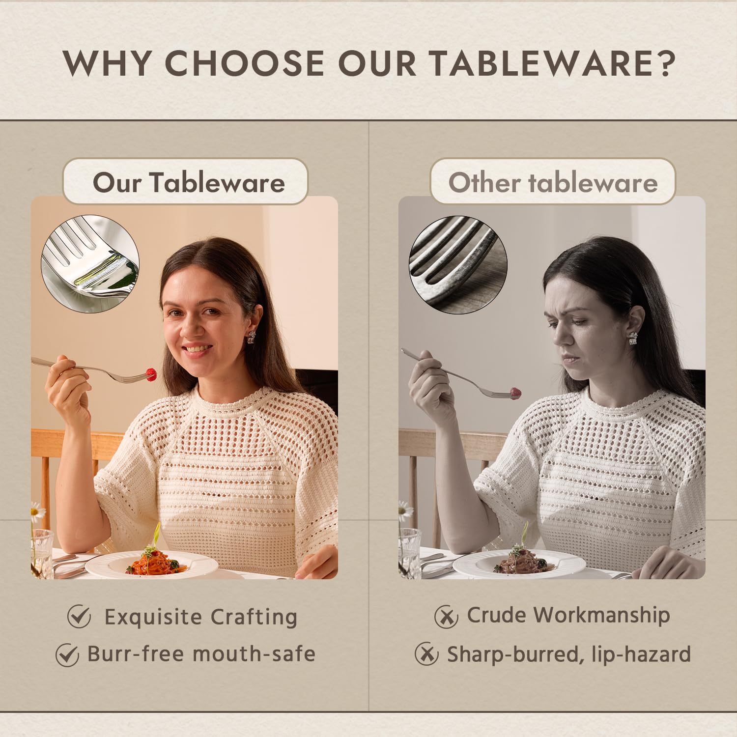 Kingstone 18/10 stainless steel solid structure resists bending for durability.