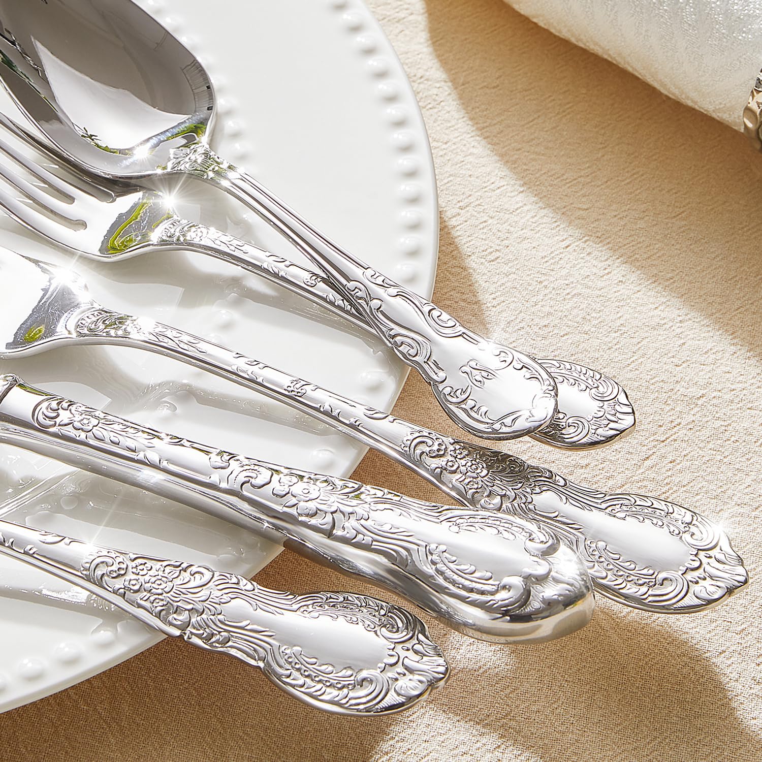 KINGSTONE vintage carved teaspoons for tea time and dessert