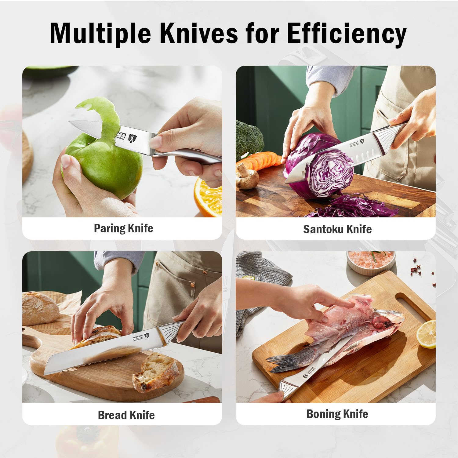 KINGSTONE X50CrMoV15 blades deliver sharp, durable performance for everyday slicing.