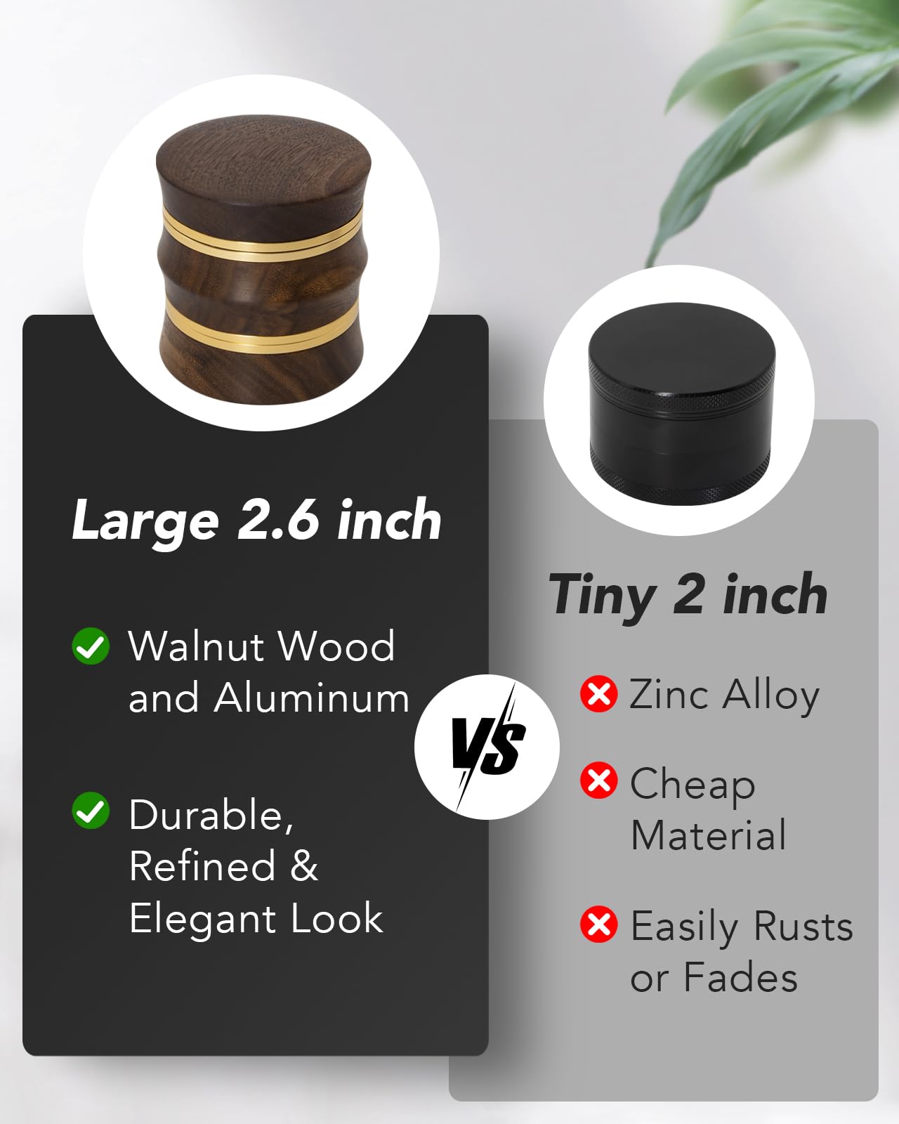 KINGTOP large chamber highlight of 2.6-inch capacity for spices.