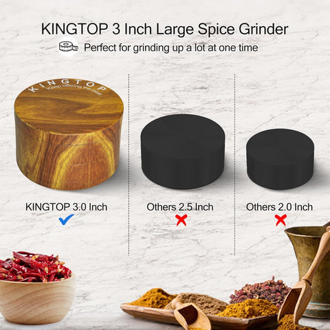 KINGTOP zinc alloy construction offers durability and a solid grinding feel