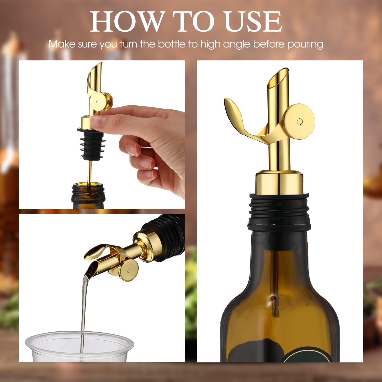 Kinlop gold pourer set adds a premium look to kitchen or bar setups.