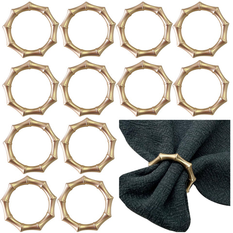 Kintyno gold matte bamboo napkin rings on dining table elevate table setting.