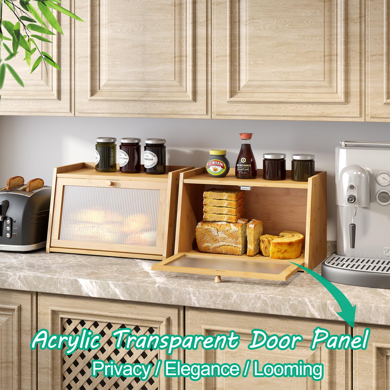 Kiplant bread box includes non-slip mats for stable placement on countertops.