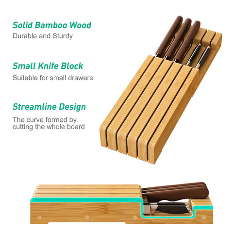 Kiplant kitchen drawer setup showcases discreet knife storage.