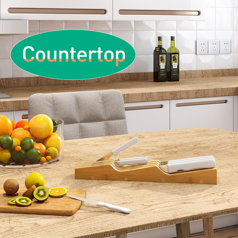Kiplant seven-slot knife block keeping seven knives neatly arranged in-drawer