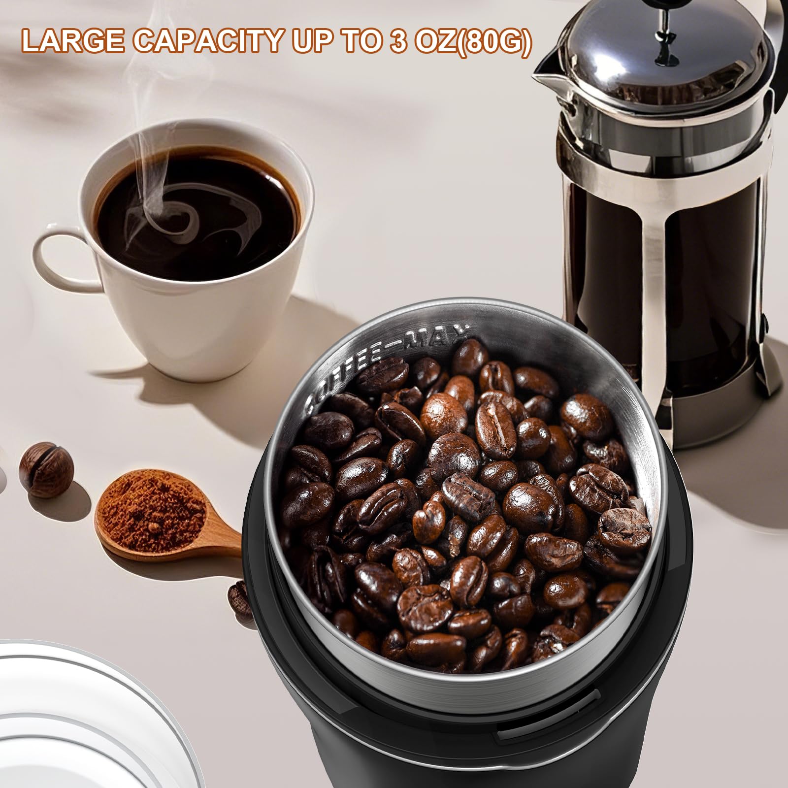 KIRAINAFLY 80g capacity cup supports up to 12 cups of coffee.