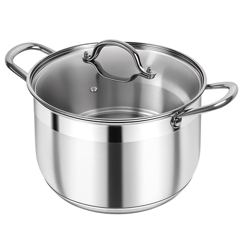 Kirecoo 12qt stockpot with visible lid for easy monitoring while simmering pasta.