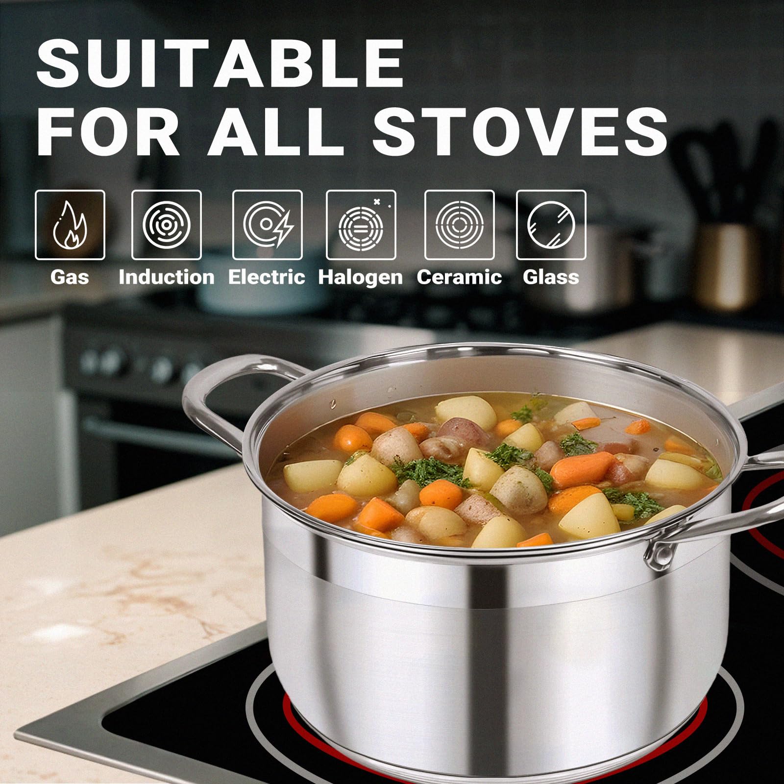 Kirecoo large-capacity pot fits family meals, pasta, and stews.