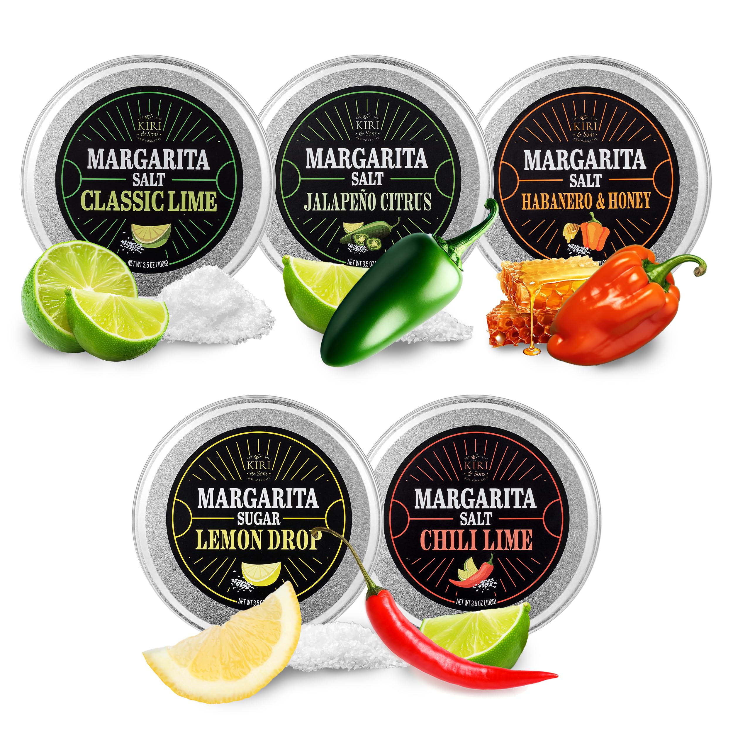 Kiri & Sons Chili Lime Salt Rimmer for margaritas adds zesty heat and color