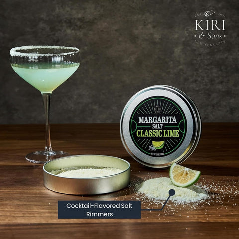 Home bar setup featuring Kiri & Sons salt rimmers