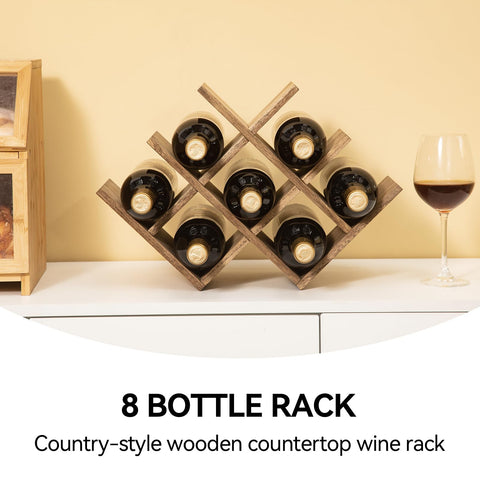 KIRIGEN dark brown wood finish wine display shelf 3-tier