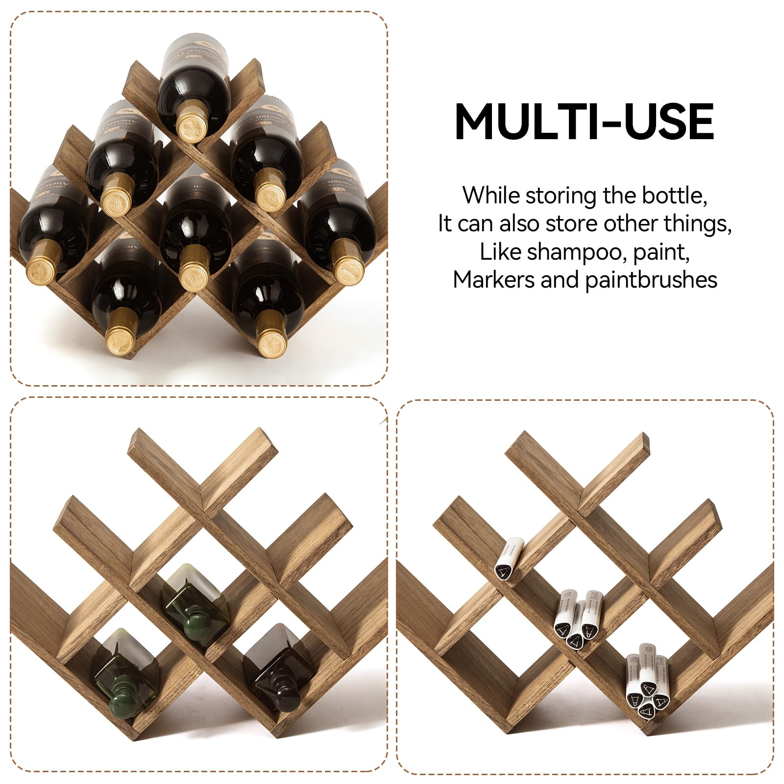 KIRIGEN free-standing wine rack on kitchen counter for easy access
