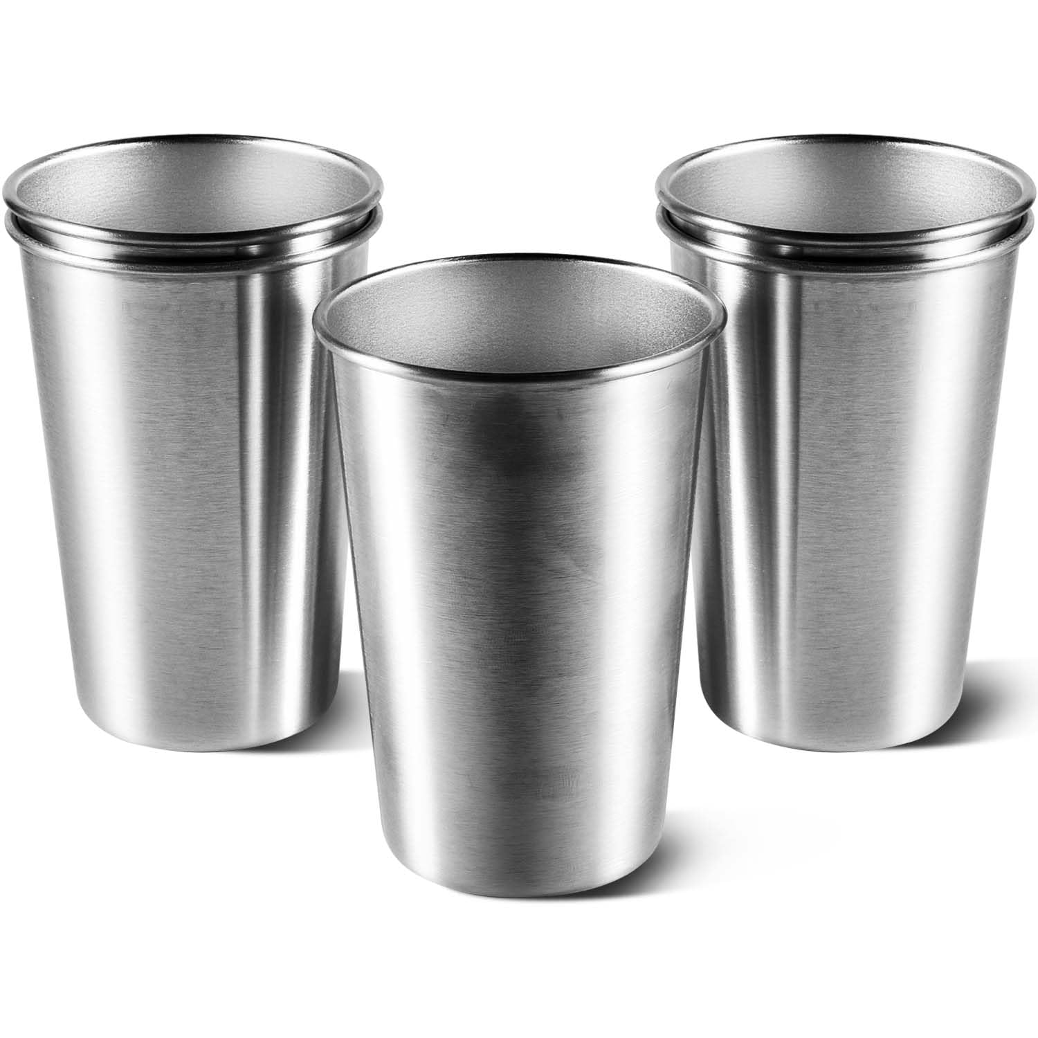 KISEER pint cups stacked for space-saving storage and reuse.