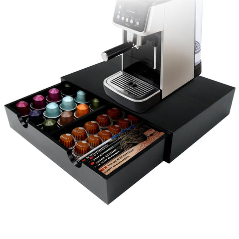 KISENG coffee pod organizer front view on a tidy counter with easy pod access