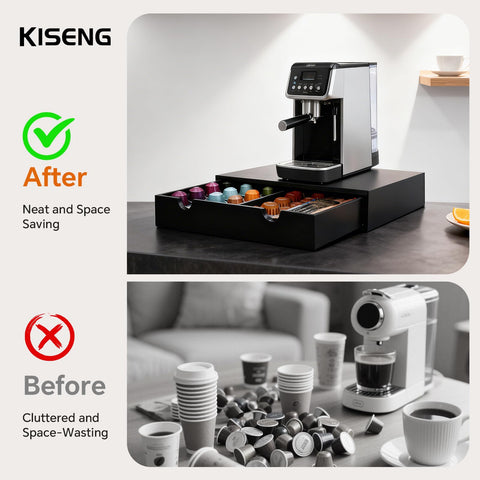 KISENG dual drawers displaying tea bags and small accessories for tidy setup