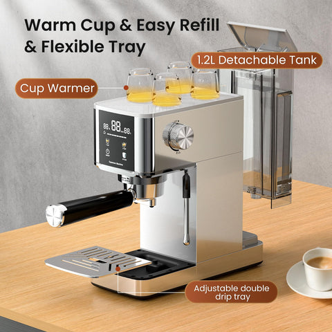 Kismile espresso machine removable water tank for easy refills