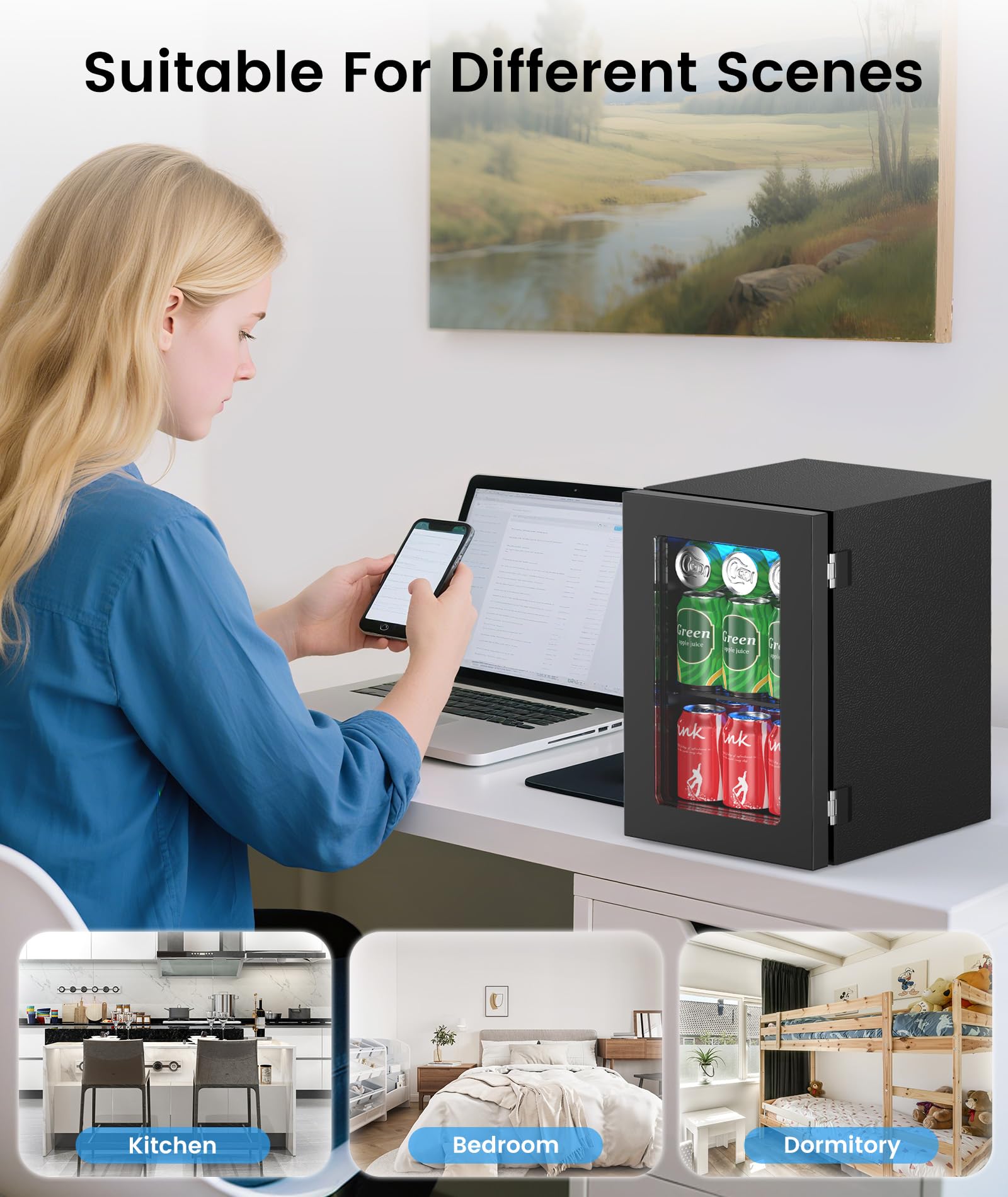 Kismile compact fridge ideal for home bar and outdoor gatherings.