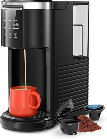 Kismile single-serve coffee maker front view for compact kitchen spaces.
