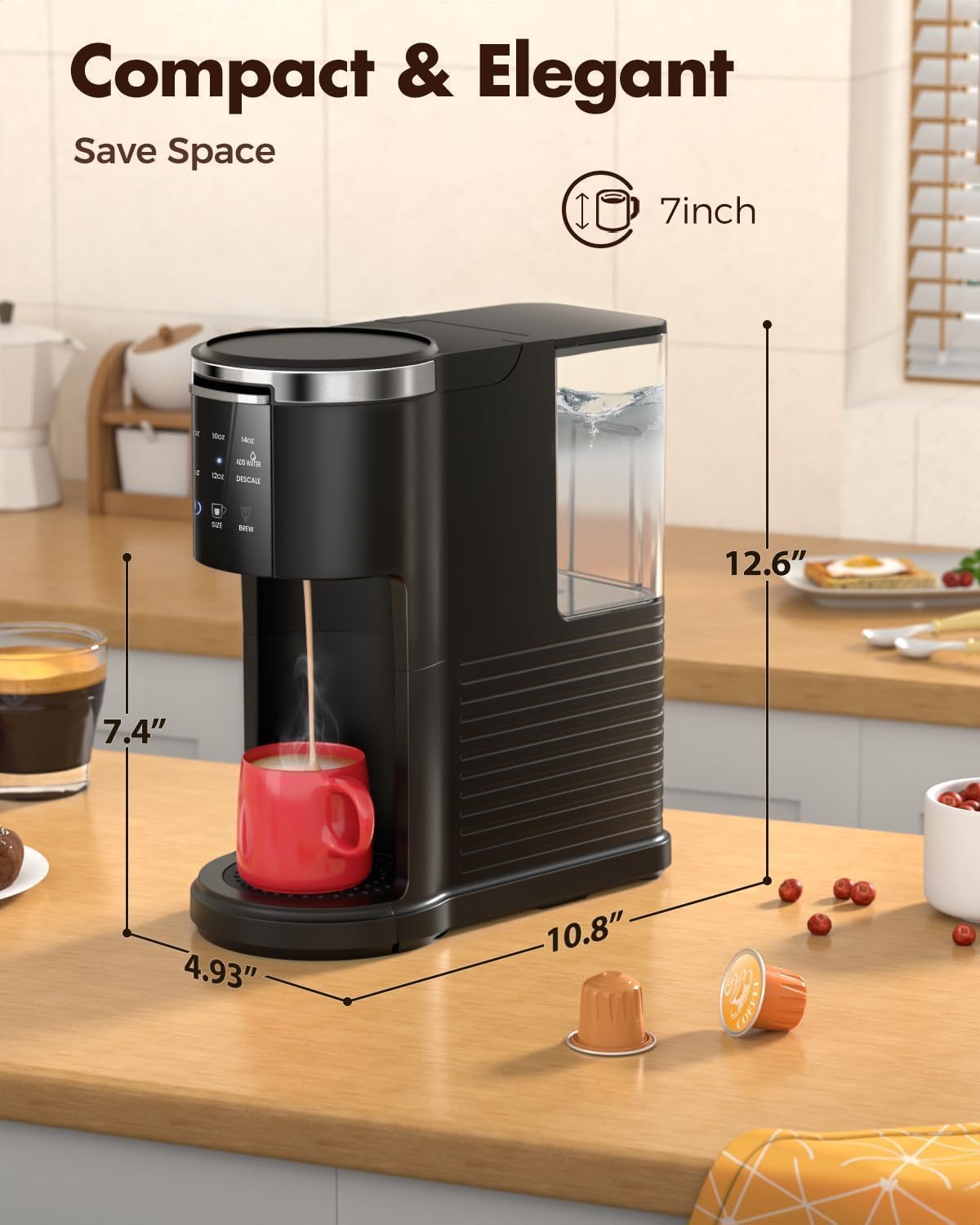 Kismile two-in-one coffee maker top view showing versatile brewing options.