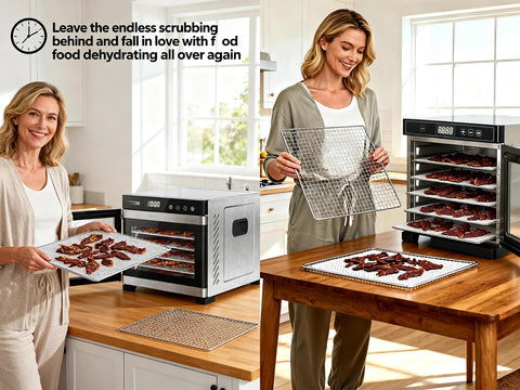Kispog cut-to-fit dehydrator sheets illustrating flexible sizing for trays.