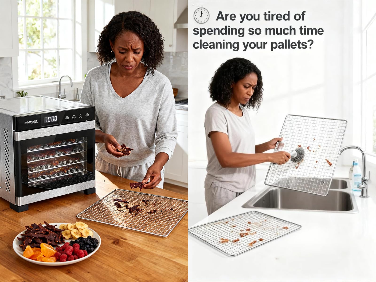 Kispog dehydrator sheets easy-clean design simplifies washing after batches.