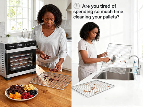 Kispog dehydrator sheets easy-clean design simplifies washing after batches.