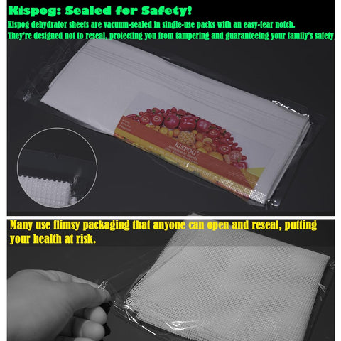 Kispog dehydrator sheets for jerky drying promote easy release and tidy trays.