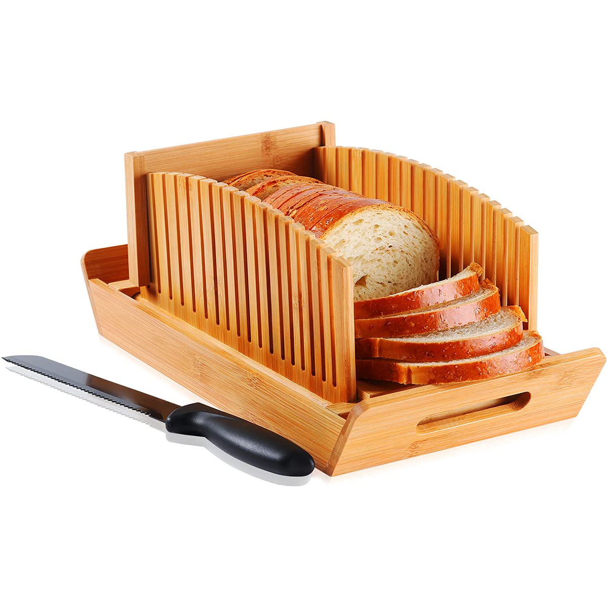 Kiss Core bamboo bread slicer with durable natural bamboo frame for daily bread slicing