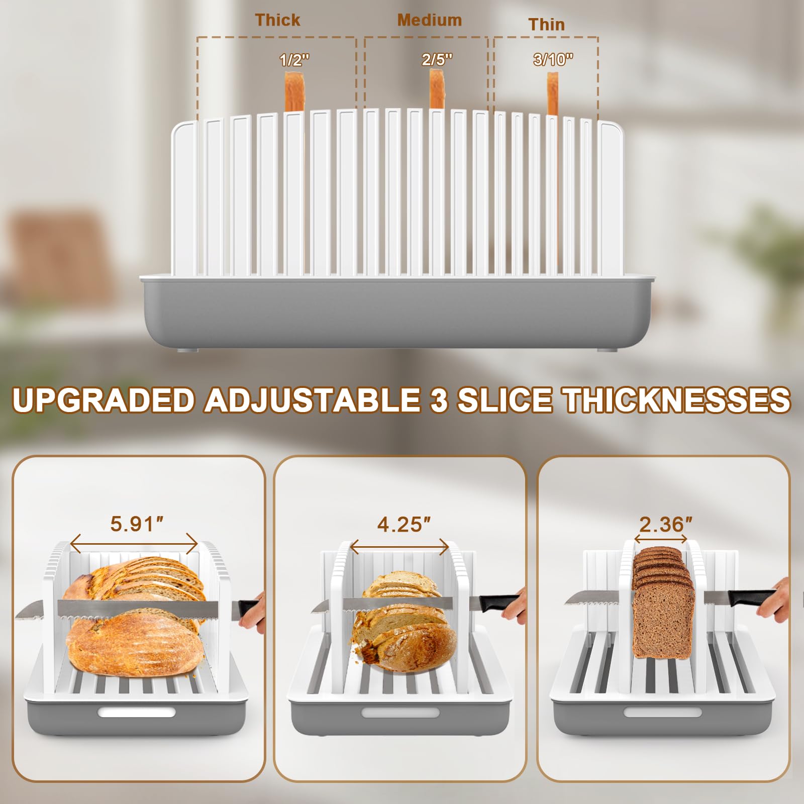 Kiss Core Crumb Tray keeps counter clean during slicing.