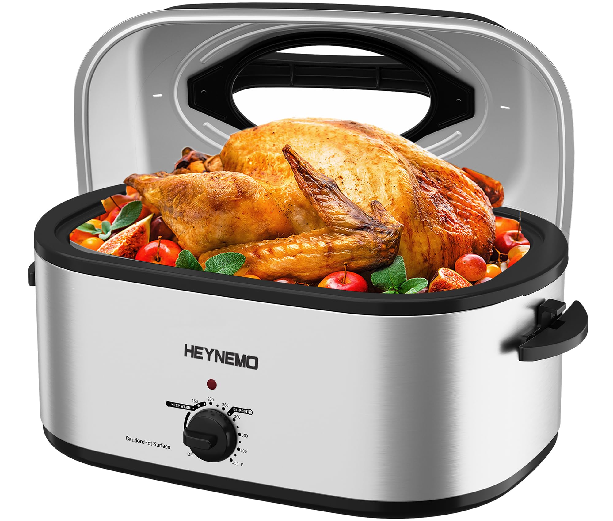 Kiss the Water 26Qt roaster with visible lid for easy monitoring.