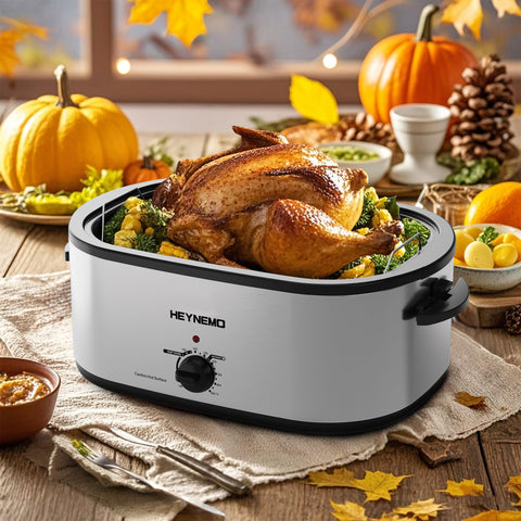 Kiss the Water roaster handles large turkey capacity for family meals.