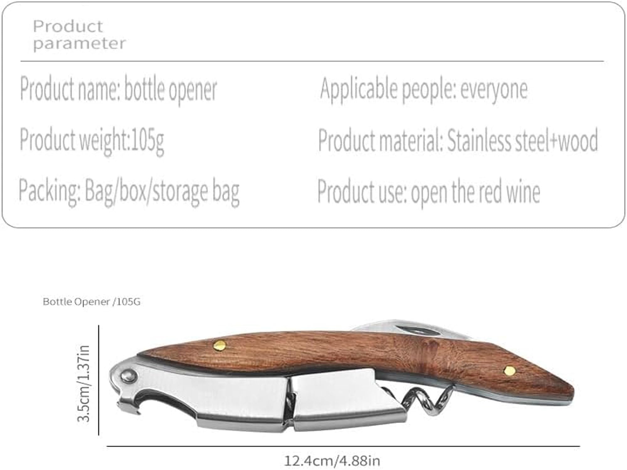 Kit-Home multi-tool includes beer opener for versatile bottle service.