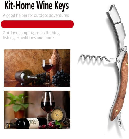 Kit-Home foil cutter integrated into corkscrew design for effortless bottle prep.
