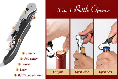 Kit-Home waiter corkscrew ready for sommelier or bartender duties