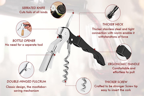 Kit-Home wine opener with foil cutter ready for quick bottle prep and service