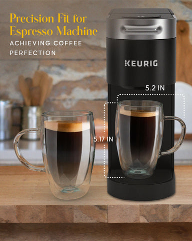 Kitchables clear insulated mug filled with coffee highlights clarity.